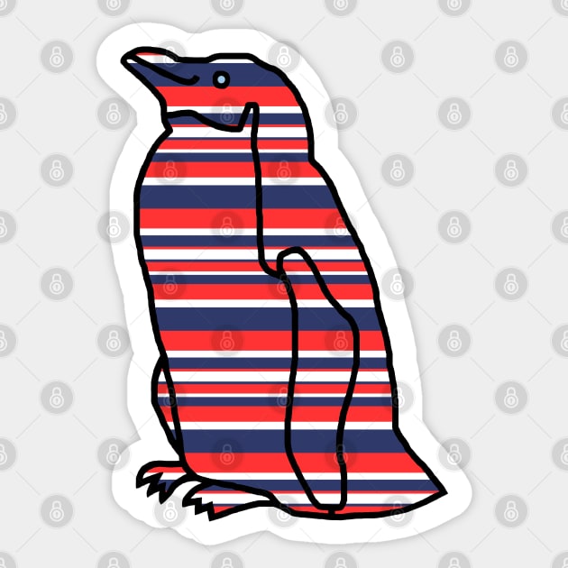 Red and Blue Stripes Penguin Sticker by ellenhenryart